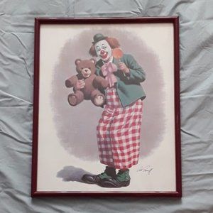 Arthur Sarnoff Clown with Teddy Bear Illustration Print